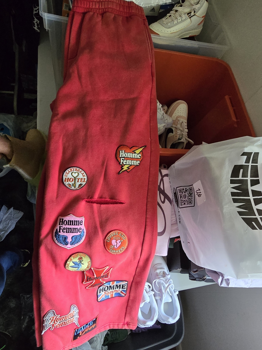 New w/bag Men Homme Femme Sweatpants with Patch Details